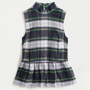 J.Crew Sleeveless Peplum Top in Gilded Highland Tartan